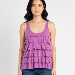 Juniors Medium Purple Ruffle Tier Top